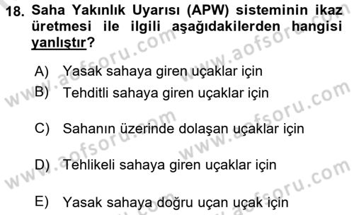 Haberleşme ve Seyrüsefer Sistemleri Dersi 2022 - 2023 Yılı Yaz Okulu Sınav Soruları 18. Soru