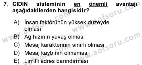 Haberleşme ve Seyrüsefer Sistemleri Dersi 2022 - 2023 Yılı Yaz Okulu Sınav Soruları 7. Soru