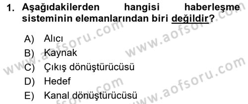 Haberleşme ve Seyrüsefer Sistemleri Dersi 2023 - 2024 Yılı (Final) Dönem Sonu Sınav Soruları 1. Soru