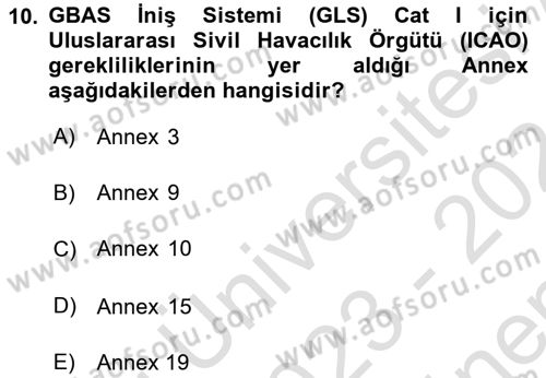 Haberleşme ve Seyrüsefer Sistemleri Dersi 2023 - 2024 Yılı (Final) Dönem Sonu Sınav Soruları 10. Soru