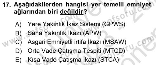 Haberleşme ve Seyrüsefer Sistemleri Dersi 2023 - 2024 Yılı (Final) Dönem Sonu Sınav Soruları 17. Soru