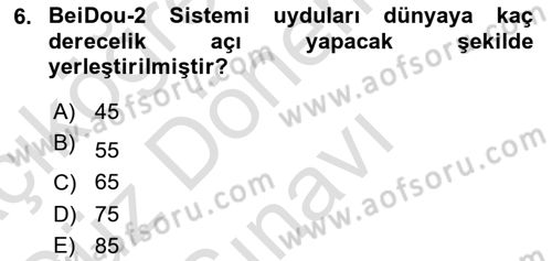 Haberleşme ve Seyrüsefer Sistemleri Dersi 2023 - 2024 Yılı (Final) Dönem Sonu Sınav Soruları 6. Soru
