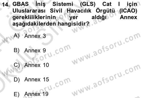 Haberleşme ve Seyrüsefer Sistemleri Dersi 2023 - 2024 Yılı Yaz Okulu Sınav Soruları 14. Soru