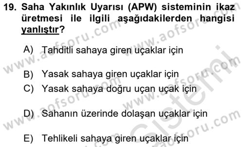 Haberleşme ve Seyrüsefer Sistemleri Dersi 2023 - 2024 Yılı Yaz Okulu Sınav Soruları 19. Soru