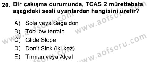Haberleşme ve Seyrüsefer Sistemleri Dersi 2023 - 2024 Yılı Yaz Okulu Sınav Soruları 20. Soru