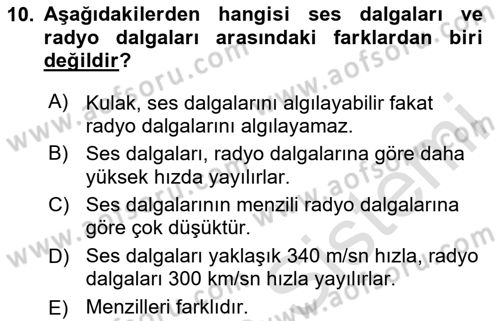 Haberleşme ve Seyrüsefer Sistemleri Dersi 2024 - 2025 Yılı (Vize) Ara Sınav Soruları 10. Soru