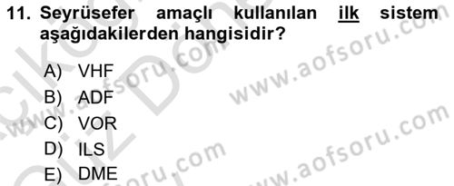 Haberleşme ve Seyrüsefer Sistemleri Dersi 2024 - 2025 Yılı (Vize) Ara Sınav Soruları 11. Soru