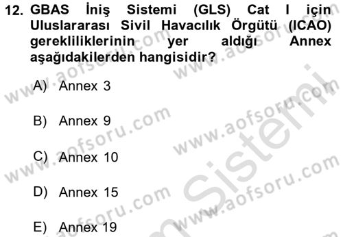 Haberleşme ve Seyrüsefer Sistemleri Dersi 2024 - 2025 Yılı (Final) Dönem Sonu Sınav Soruları 12. Soru