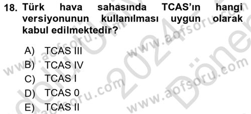 Haberleşme ve Seyrüsefer Sistemleri Dersi 2024 - 2025 Yılı (Final) Dönem Sonu Sınav Soruları 18. Soru