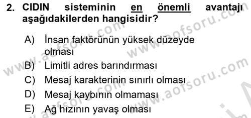 Haberleşme ve Seyrüsefer Sistemleri Dersi 2024 - 2025 Yılı (Final) Dönem Sonu Sınav Soruları 2. Soru