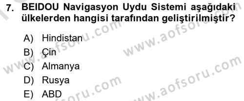 Haberleşme ve Seyrüsefer Sistemleri Dersi 2024 - 2025 Yılı (Final) Dönem Sonu Sınav Soruları 7. Soru