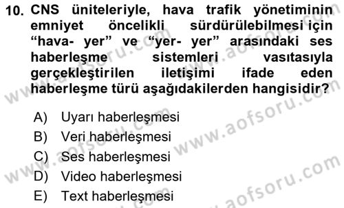 Haberleşme ve Seyrüsefer Sistemleri Dersi 2025 - 2026 Yılı (Vize) Ara Sınav Soruları 10. Soru