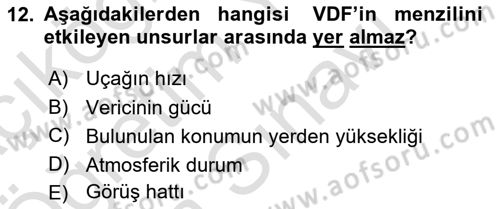 Haberleşme ve Seyrüsefer Sistemleri Dersi 2025 - 2026 Yılı (Vize) Ara Sınav Soruları 12. Soru