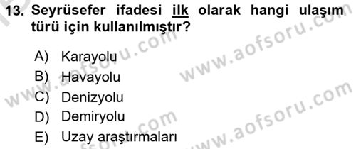 Haberleşme ve Seyrüsefer Sistemleri Dersi 2025 - 2026 Yılı (Vize) Ara Sınav Soruları 13. Soru