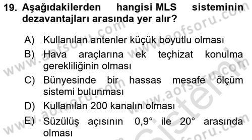 Haberleşme ve Seyrüsefer Sistemleri Dersi 2025 - 2026 Yılı (Vize) Ara Sınav Soruları 19. Soru