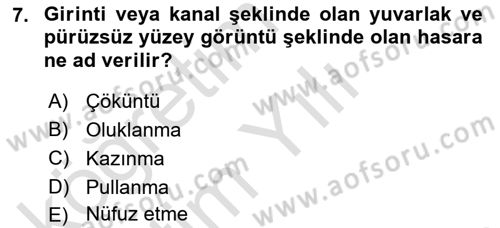 Havacılık Bakım Yönetimi Dersi 2022 - 2023 Yılı Yaz Okulu Sınav Soruları 7. Soru