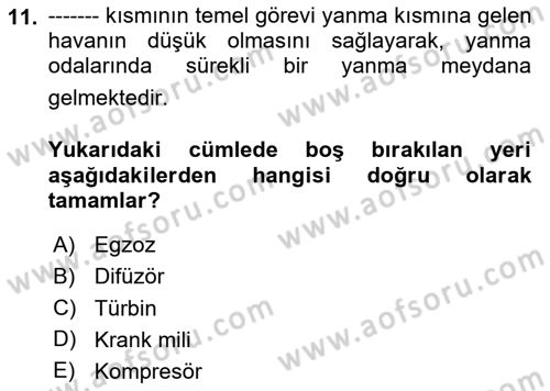 Havacılık Bakım Yönetimi Dersi 2023 - 2024 Yılı (Final) Dönem Sonu Sınav Soruları 11. Soru