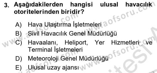 Havacılık Bakım Yönetimi Dersi 2023 - 2024 Yılı (Final) Dönem Sonu Sınavı 3. Soru