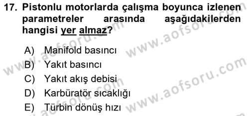 Havacılık Bakım Yönetimi Dersi 2023 - 2024 Yılı Yaz Okulu Sınav Soruları 17. Soru