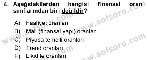 Havayolu İşletmelerinde Finansal Yönetim Dersi 2022 - 2023 Yılı (Final) Dönem Sonu Sınav Soruları 4. Soru
