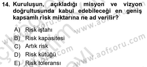 Havayolu İşletmelerinde Finansal Yönetim Dersi 2022 - 2023 Yılı Yaz Okulu Sınav Soruları 14. Soru