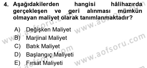 Havayolu İşletmelerinde Finansal Yönetim Dersi 2022 - 2023 Yılı Yaz Okulu Sınav Soruları 4. Soru