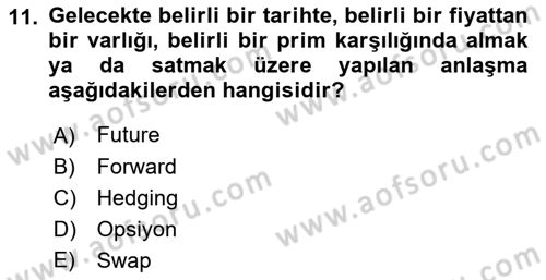 Havayolu İşletmelerinde Finansal Yönetim Dersi 2023 - 2024 Yılı (Final) Dönem Sonu Sınav Soruları 11. Soru