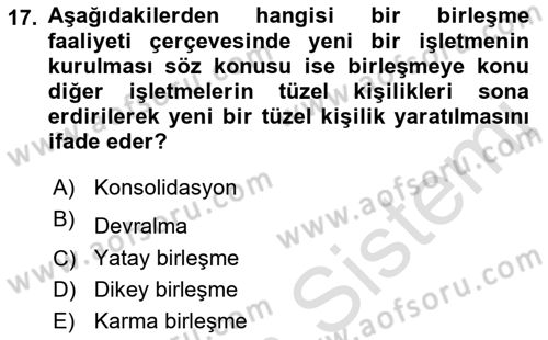 Havayolu İşletmelerinde Finansal Yönetim Dersi 2023 - 2024 Yılı (Final) Dönem Sonu Sınav Soruları 17. Soru