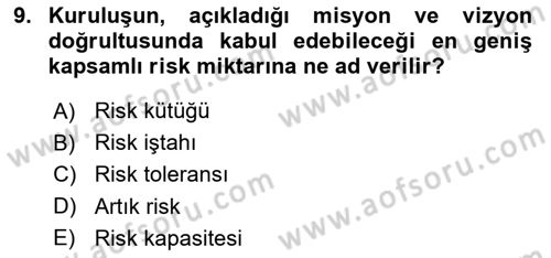 Havayolu İşletmelerinde Finansal Yönetim Dersi 2023 - 2024 Yılı (Final) Dönem Sonu Sınav Soruları 9. Soru