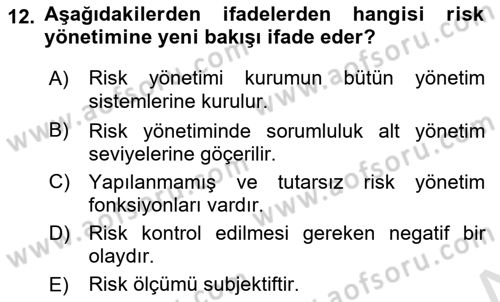 Havayolu İşletmelerinde Finansal Yönetim Dersi 2023 - 2024 Yılı Yaz Okulu Sınav Soruları 12. Soru