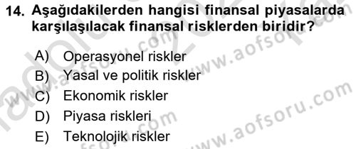 Havayolu İşletmelerinde Finansal Yönetim Dersi 2023 - 2024 Yılı Yaz Okulu Sınav Soruları 14. Soru