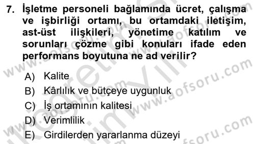 Havayolu İşletmelerinde Finansal Yönetim Dersi 2023 - 2024 Yılı Yaz Okulu Sınav Soruları 7. Soru