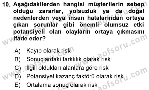 Havayolu İşletmelerinde Finansal Yönetim Dersi 2024 - 2025 Yılı (Final) Dönem Sonu Sınav Soruları 10. Soru