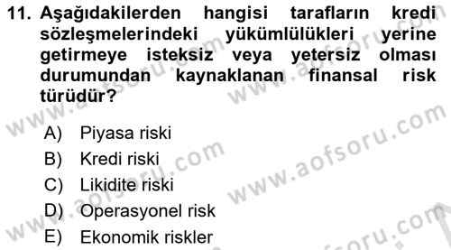 Havayolu İşletmelerinde Finansal Yönetim Dersi 2024 - 2025 Yılı (Final) Dönem Sonu Sınav Soruları 11. Soru
