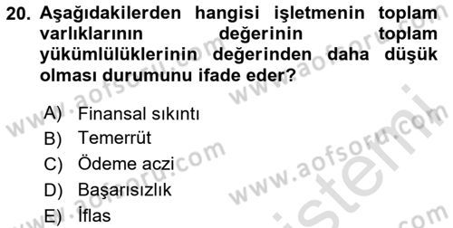 Havayolu İşletmelerinde Finansal Yönetim Dersi 2024 - 2025 Yılı (Final) Dönem Sonu Sınav Soruları 20. Soru