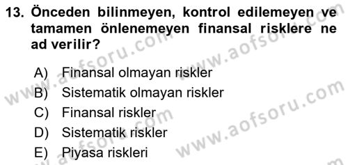 Havayolu İşletmelerinde Finansal Yönetim Dersi 2024 - 2025 Yılı Yaz Okulu Sınav Soruları 13. Soru