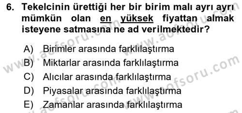 Havayolu İşletmelerinde Finansal Yönetim Dersi 2024 - 2025 Yılı Yaz Okulu Sınav Soruları 6. Soru