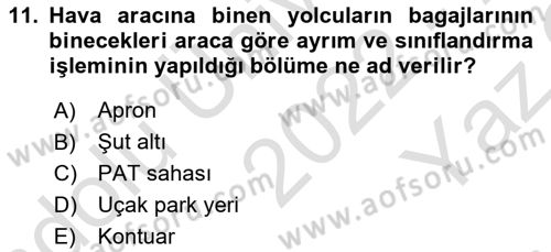Temel Harekat Hizmetleri ve Ramp Dersi 2022 - 2023 Yılı Yaz Okulu Sınav Soruları 11. Soru