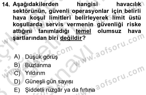 Temel Harekat Hizmetleri ve Ramp Dersi 2022 - 2023 Yılı Yaz Okulu Sınav Soruları 14. Soru