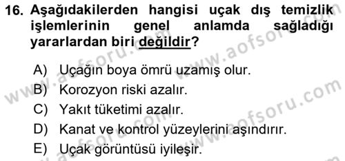 Temel Harekat Hizmetleri ve Ramp Dersi 2022 - 2023 Yılı Yaz Okulu Sınav Soruları 16. Soru
