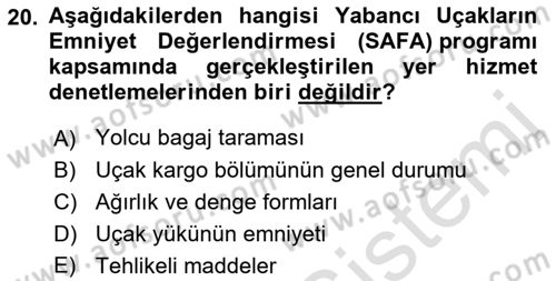 Temel Harekat Hizmetleri ve Ramp Dersi 2022 - 2023 Yılı Yaz Okulu Sınav Soruları 20. Soru