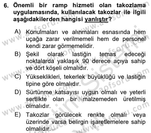 Temel Harekat Hizmetleri ve Ramp Dersi 2022 - 2023 Yılı Yaz Okulu Sınav Soruları 6. Soru