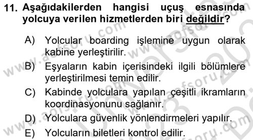 Temel Harekat Hizmetleri ve Ramp Dersi 2023 - 2024 Yılı (Vize) Ara Sınavı 11. Soru