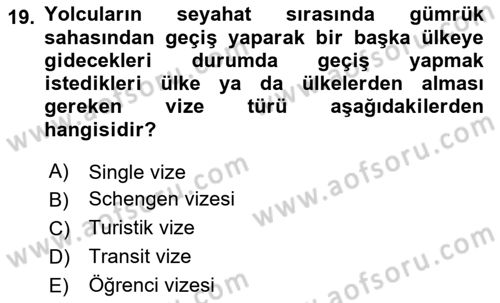 Temel Harekat Hizmetleri ve Ramp Dersi 2023 - 2024 Yılı (Vize) Ara Sınavı 19. Soru