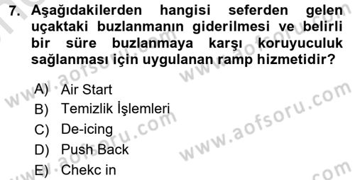 Temel Harekat Hizmetleri ve Ramp Dersi 2023 - 2024 Yılı (Vize) Ara Sınavı 7. Soru