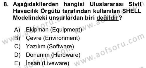 Temel Harekat Hizmetleri ve Ramp Dersi 2023 - 2024 Yılı (Final) Dönem Sonu Sınav Soruları 8. Soru