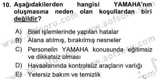 Temel Harekat Hizmetleri ve Ramp Dersi 2023 - 2024 Yılı Yaz Okulu Sınav Soruları 10. Soru