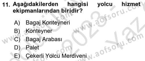 Temel Harekat Hizmetleri ve Ramp Dersi 2023 - 2024 Yılı Yaz Okulu Sınav Soruları 11. Soru