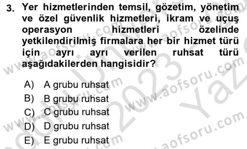Temel Harekat Hizmetleri ve Ramp Dersi 2023 - 2024 Yılı Yaz Okulu Sınav Soruları 3. Soru