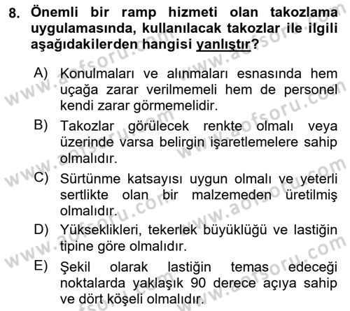 Temel Harekat Hizmetleri ve Ramp Dersi 2023 - 2024 Yılı Yaz Okulu Sınav Soruları 8. Soru